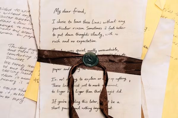 Cartas antiguas atadas con una cinta